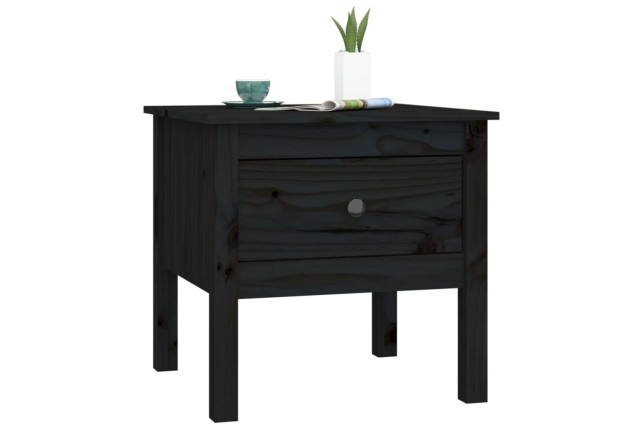 Table d'appoint Noir 50x50x49 cm Bois massif de pin