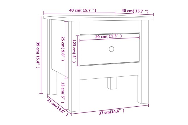 Table d'appoint Marron miel 40x40x39 cm Bois massif de pin