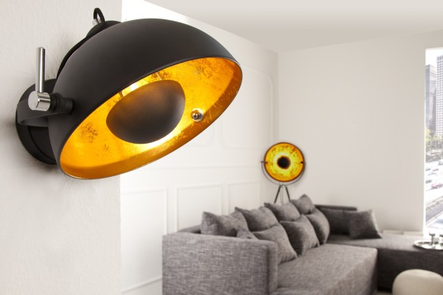 Applique murale en acier inoxydable coloris noir et or