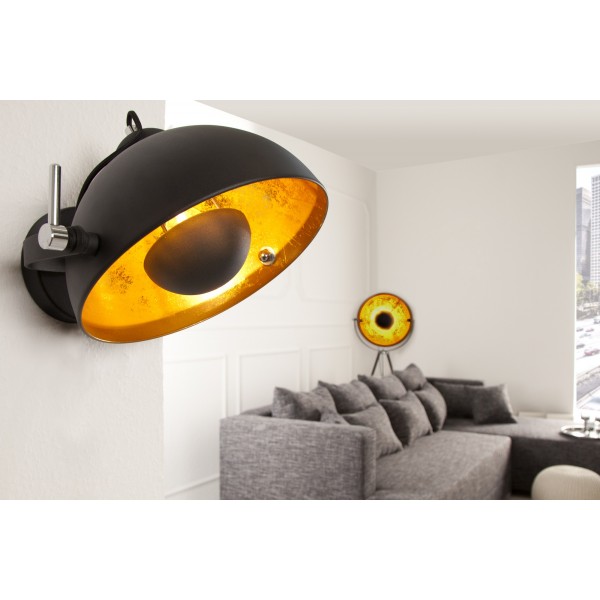 Applique murale en acier inoxydable coloris noir et or