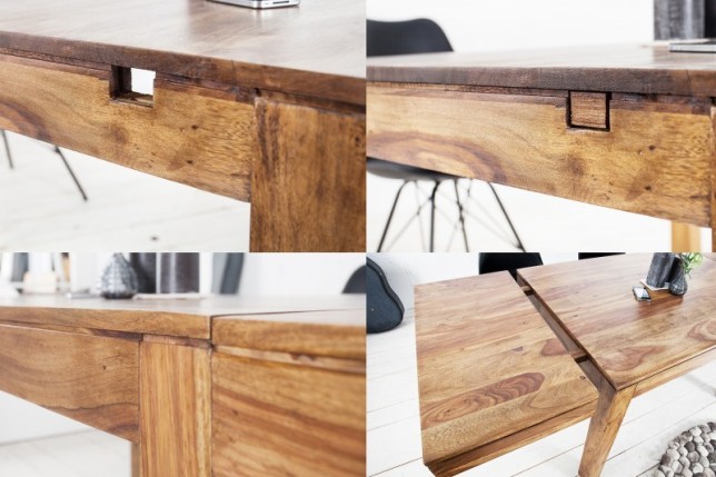 Table à manger extensible 120-200cm  en bois massif de Sheesham