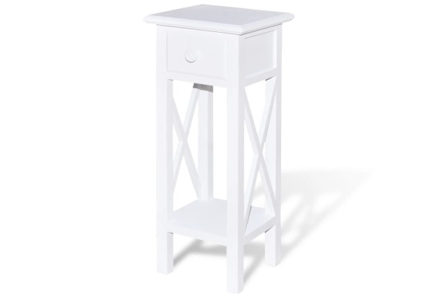 Table d'appoint avec tiroir Blanc