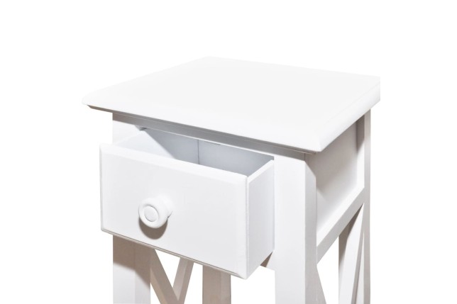 Table d'appoint avec tiroir Blanc