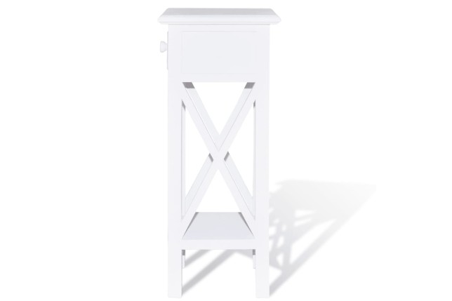 Table d'appoint avec tiroir Blanc