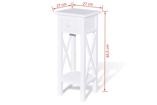 Table d'appoint avec tiroir Blanc