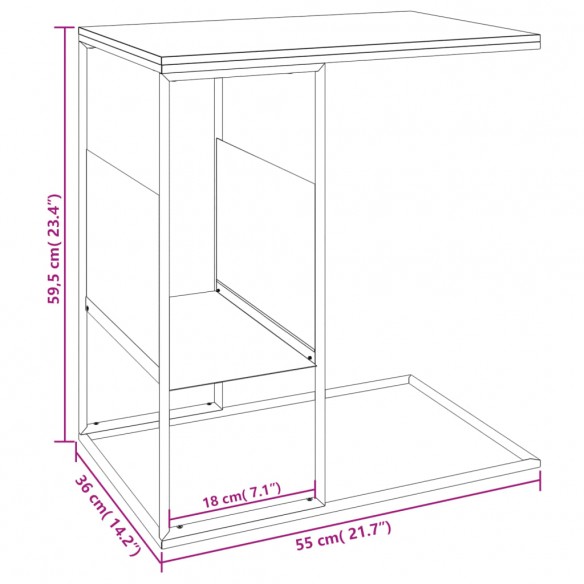 Table d'appoint Noir 55x36x59,5 cm 