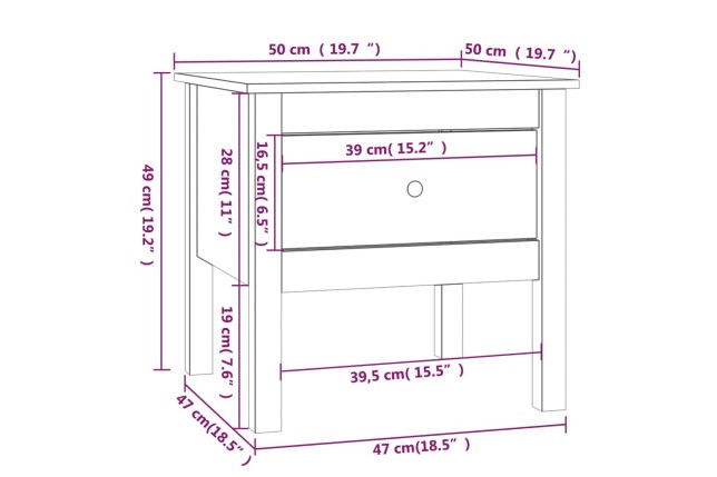 Table d'appoint 50x50x49 cm Bois massif de pin