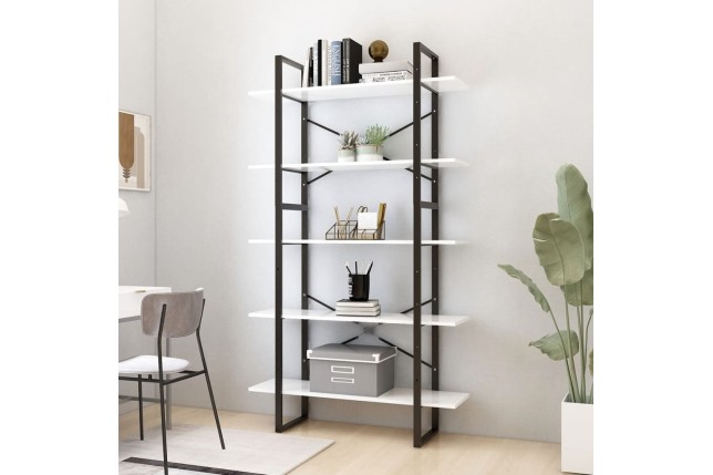 Bibliothèque à 5 niveaux Blanc 100x30x175 cm 