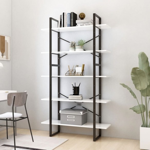 Bibliothèque à 5 niveaux Blanc 100x30x175 cm 