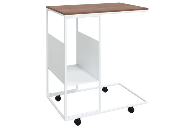 Table d'appoint et roues Blanc 55x36x63,5 cm 