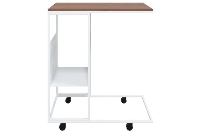 Table d'appoint et roues Blanc 55x36x63,5 cm 