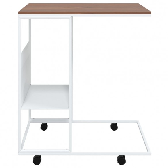 Table d'appoint et roues Blanc 55x36x63,5 cm 