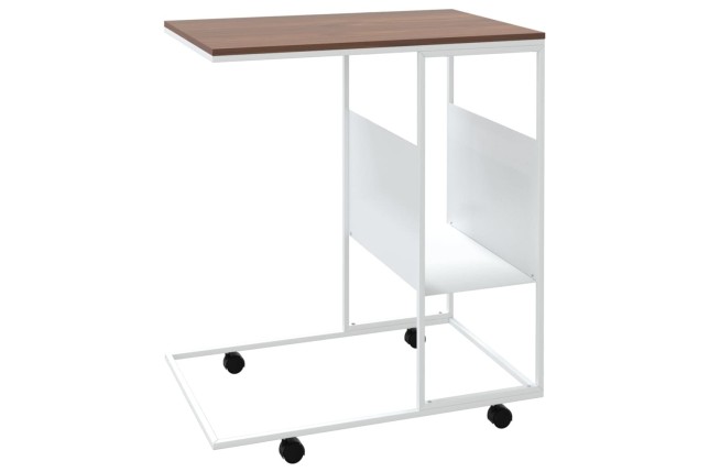 Table d'appoint et roues Blanc 55x36x63,5 cm 