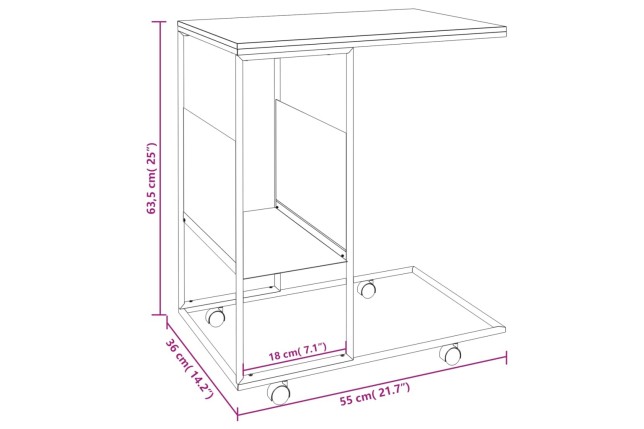 Table d'appoint et roues Blanc 55x36x63,5 cm 