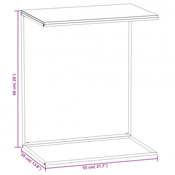 Table d'appoint Noir 55x35x66 cm 