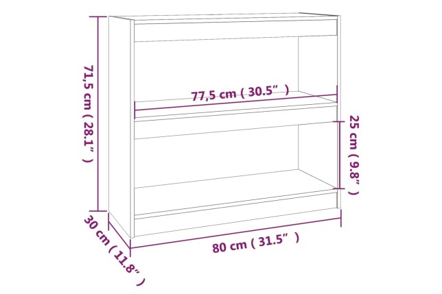 Bibliothèque/Séparateur de pièce Gris 80x30x71,5 cm Pin solide