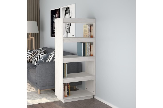 Bibliothèque/Séparateur de pièce Blanc 60x35x135 cm Pin massif