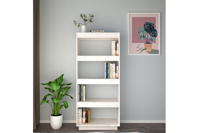 Bibliothèque/Séparateur de pièce Blanc 60x35x135 cm Pin massif