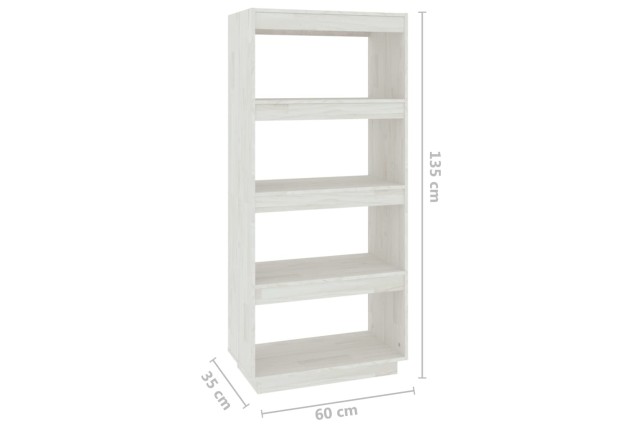 Bibliothèque/Séparateur de pièce Blanc 60x35x135 cm Pin massif