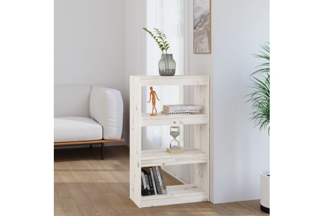 Bibliothèque/Séparateur de pièce Blanc 60x30x103,5cm Pin solide