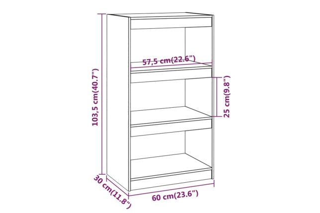 Bibliothèque/Séparateur de pièce Blanc 60x30x103,5cm Pin solide