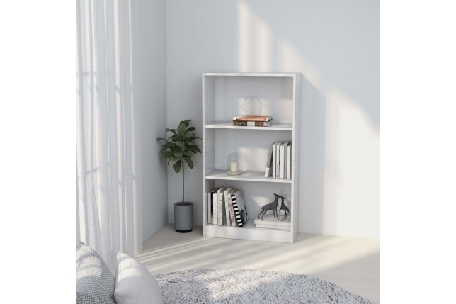 Bibliothèque 3 niveaux Blanc 60x24x109 cm 