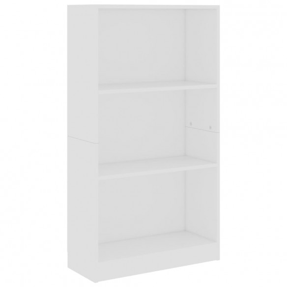 Bibliothèque 3 niveaux Blanc 60x24x109 cm 