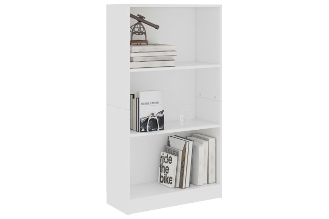 Bibliothèque 3 niveaux Blanc 60x24x109 cm 