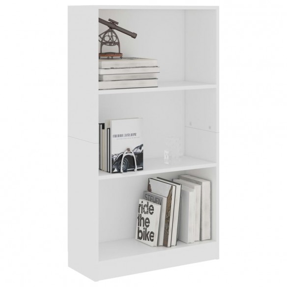 Bibliothèque 3 niveaux Blanc 60x24x109 cm 