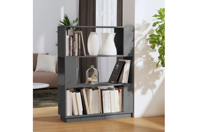 Bibliothèque/Séparateur de pièce Gris 80x25x101 cm Pin solide