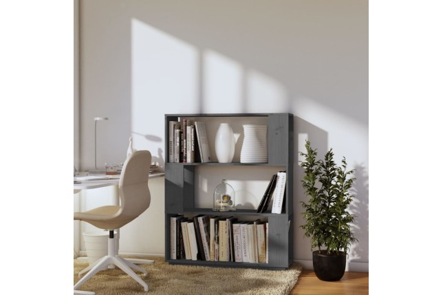 Bibliothèque/Séparateur de pièce Gris 80x25x101 cm Pin solide