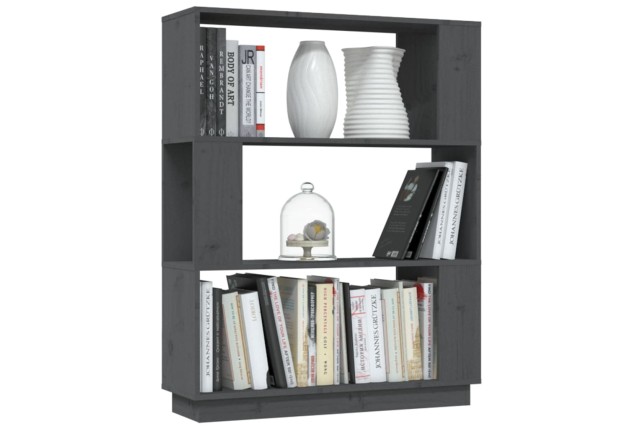 Bibliothèque/Séparateur de pièce Gris 80x25x101 cm Pin solide