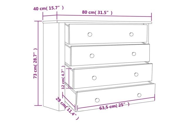 Armoire latérale Blanc 80x40x73 cm Pin Assortiment Panama