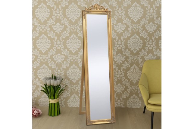Miroir sur pied Style baroque 160x40 cm Doré