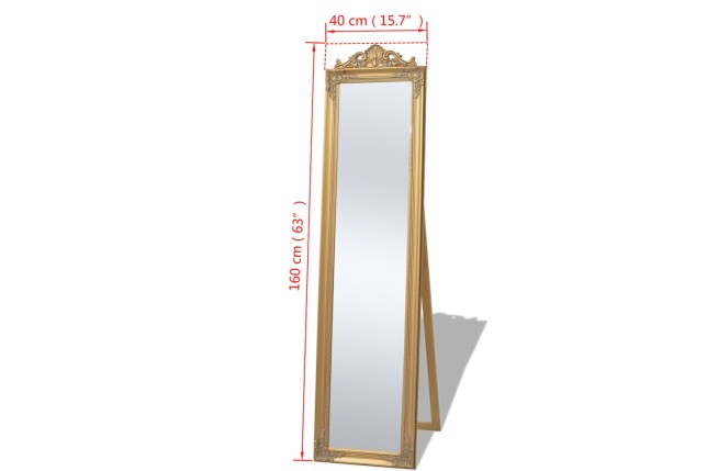 Miroir sur pied Style baroque 160x40 cm Doré