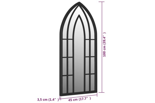 Miroir Noir 100x45 cm Fer pour utilisation à l'intérieur
