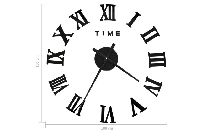 Horloge murale 3D Design moderne Noir 100 cm XXL