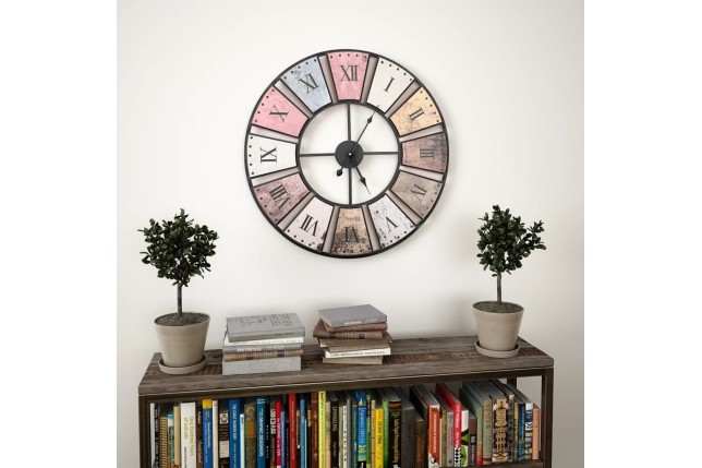 Horloge murale vintage avec mouvement à quartz 60 cm XXL
