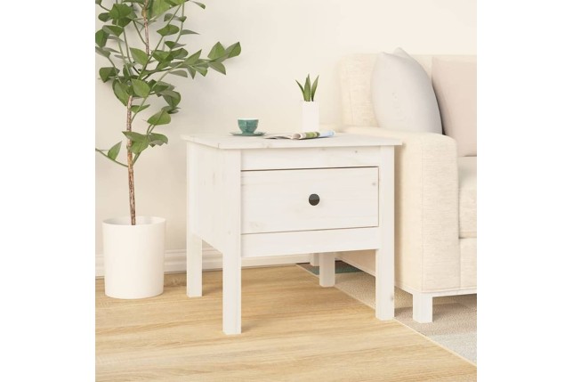Table d'appoint Blanc 50x50x49 cm Bois massif de pin