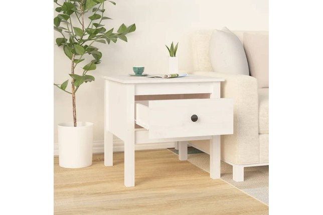Table d'appoint Blanc 50x50x49 cm Bois massif de pin