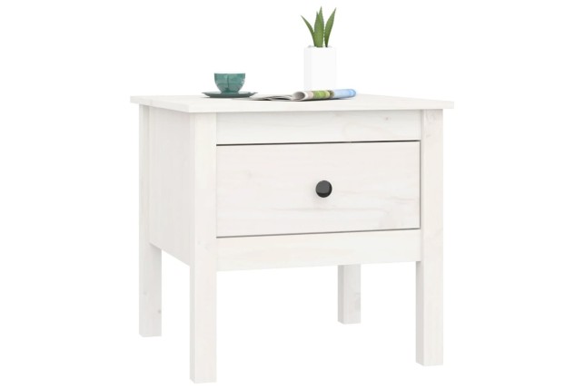 Table d'appoint Blanc 50x50x49 cm Bois massif de pin