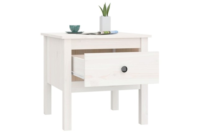 Table d'appoint Blanc 50x50x49 cm Bois massif de pin