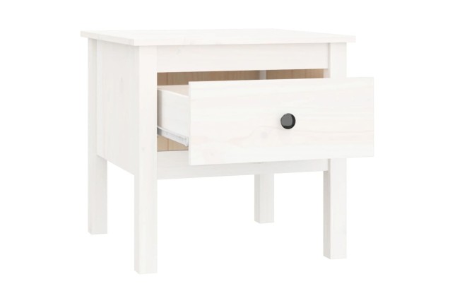 Table d'appoint Blanc 50x50x49 cm Bois massif de pin