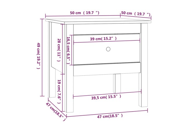 Table d'appoint Blanc 50x50x49 cm Bois massif de pin
