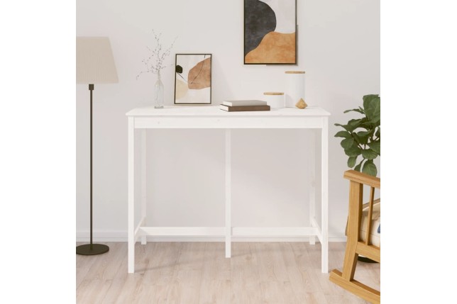 Table de bar Blanc 140x80x110 cm Bois massif de pin