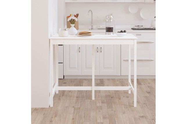 Table de bar Blanc 140x80x110 cm Bois massif de pin