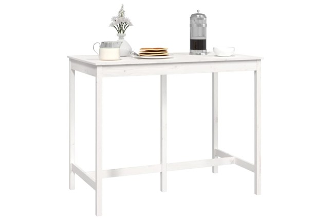 Table de bar Blanc 140x80x110 cm Bois massif de pin