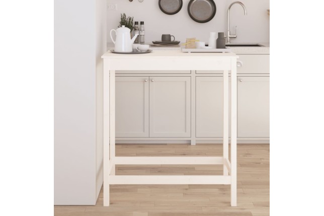 Table de bar blanc 100x50x110 cm bois massif de pin