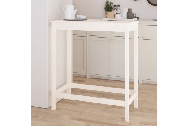 Table de bar blanc 100x50x110 cm bois massif de pin