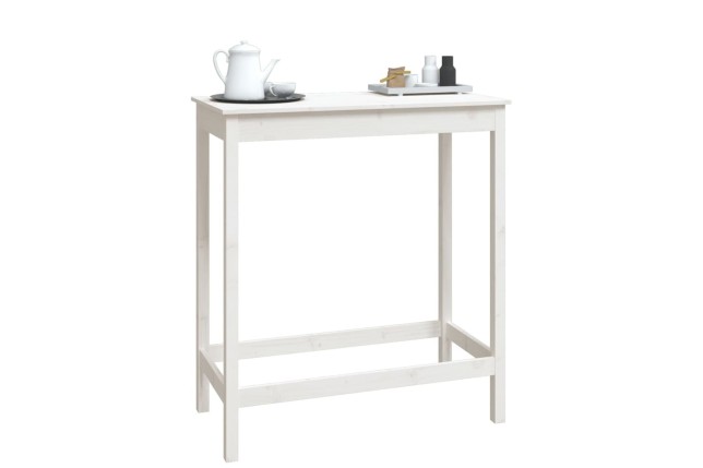 Table de bar blanc 100x50x110 cm bois massif de pin